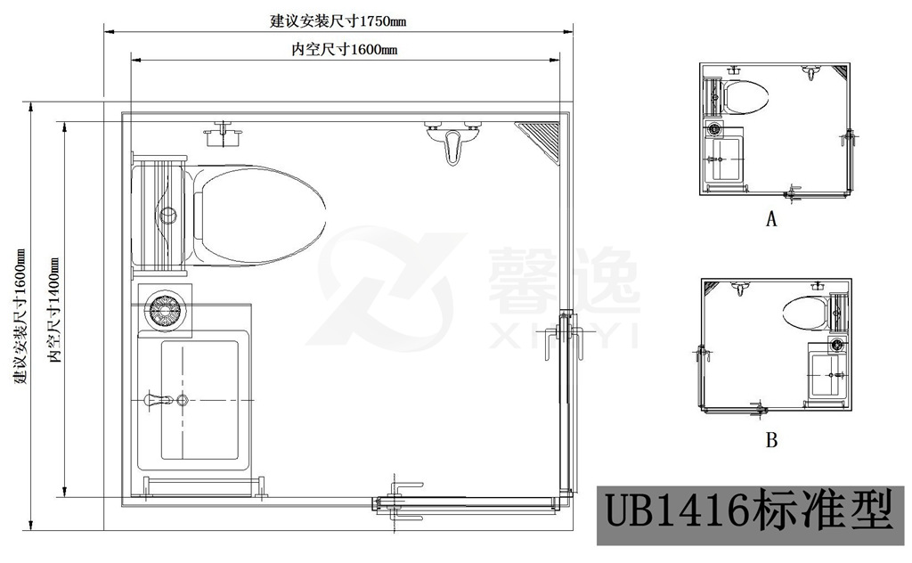整體衛浴1416型布局圖